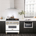 ZLINE Autograph Edition 36 in. 4.6 cu. ft. Legacy Dual Fuel Range with 6 Burner Gas Cooktop and Electric Convection Oven in Satin Stainless Steel with White Matte Door and Polished Gold Accents, Open Box-Good Condition