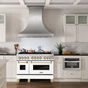 ZLINE Autograph Edition 48 in. 6.0 cu. ft. Legacy Dual Fuel Range with 7 Burner Gas Cooktop and 2 Electric Ovens in Satin Stainless Steel with White Matte Doors and Polished Gold Accents, Open Box-Great Condition