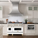 ZLINE Autograph Edition 48 in. 6.0 cu. ft. Legacy Dual Fuel Range with 7 Burner Gas Cooktop and 2 Electric Ovens in Satin Stainless Steel with White Matte Doors and Polished Gold Accents, Open Box-Good Condition