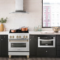 ZLINE Autograph Edition 30 in. 4.0 cu. ft. Legacy Dual Fuel Range with 4 Burner Gas Cooktop and Electric Convection Oven in Stainless Steel and Champagne Bronze Accents, Open Box-Great Condition