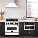 ZLINE 30 in. Autograph Edition Convertible Fingerprint Resistant Satin Stainless Steel Range Hood with White Matte Shell and Matte Black Handle (KB4SNZ-WM30-MB)