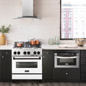 ZLINE Autograph Edition 30 in. 4.0 cu. ft. Legacy Dual Fuel Range with 4 Burner Gas Cooktop and Electric Convection Oven in Stainless Steel with White Matte Door and Matte Black Accents, Open Box-Great Condition