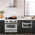ZLINE Autograph Edition 30 in. 4.0 cu. ft. Legacy Dual Fuel Range with 4 Burner Gas Cooktop and Electric Convection Oven in Stainless Steel and Matte Black Accents, Open Box-Good Condition
