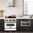 ZLINE Autograph Edition 30 in. 4.0 cu. ft. Legacy Dual Fuel Range with 4 Burner Gas Cooktop and Electric Convection Oven in Stainless Steel with White Matte Door and Matte Black Accents, Open Box-Good Condition