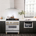 ZLINE Autograph Edition 36 in. 4.6 cu. ft. Legacy Dual Fuel Range with 6 Burner Gas Cooktop and Electric Convection Oven in Stainless Steel and Polished Gold Accents, Open Box-Great Condition
