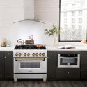 ZLINE Autograph Edition 36 in. 4.6 cu. ft. Legacy Dual Fuel Range with 6 Burner Gas Cooktop and Electric Convection Oven in Stainless Steel and Polished Gold Accents, Open Box-Good Condition