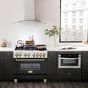 ZLINE Autograph Edition 36 in. 4.6 cu. ft. Legacy Dual Fuel Range with 6 Burner Gas Cooktop and Electric Convection Oven in Stainless Steel with Black Matte Door and Polished Gold Accents, Open Box-Good Condition
