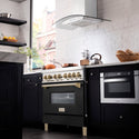 ZLINE Autograph Edition 36 in. 4.6 cu. ft. Legacy Dual Fuel Range with 6 Burner Gas Cooktop and Electric Convection Oven in Stainless Steel with Black Matte Door and Polished Gold Accents, Open Box-Good Condition