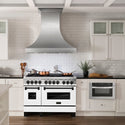 ZLINE Autograph Edition 48 in. 6.0 cu. ft. Legacy Dual Fuel Range with 7 Burner Gas Cooktop and 2 Electric Ovens in Stainless Steel with White Matte Doors and Matte Black Accents, Open Box-Good Condition