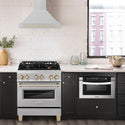 ZLINE 30 in. Autograph Edition Convertible Fingerprint Resistant Satin Stainless Steel Range Hood with Polished Gold Handle (KB4SNZ-30-G)