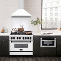 ZLINE 36 in.Autograph Edition Convertible Stainless Steel Range Hood with White Matte Shell and Matte Black Accents (KB4STZ-WM36-MB)