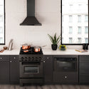 ZLINE 24 in. 2.8 cu. ft. Legacy Dual Fuel Range with Gas Cooktop and Electric Convection Oven in Black Stainless Steel with 4 Brass Burners, Open Box-Great Condition