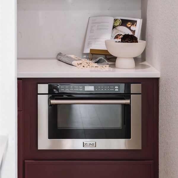 ZLINE 24 in. 1.2 cu. ft. Built-in Microwave Drawer with a Traditional Handle in Stainless Steel, Open Box-Good Condition