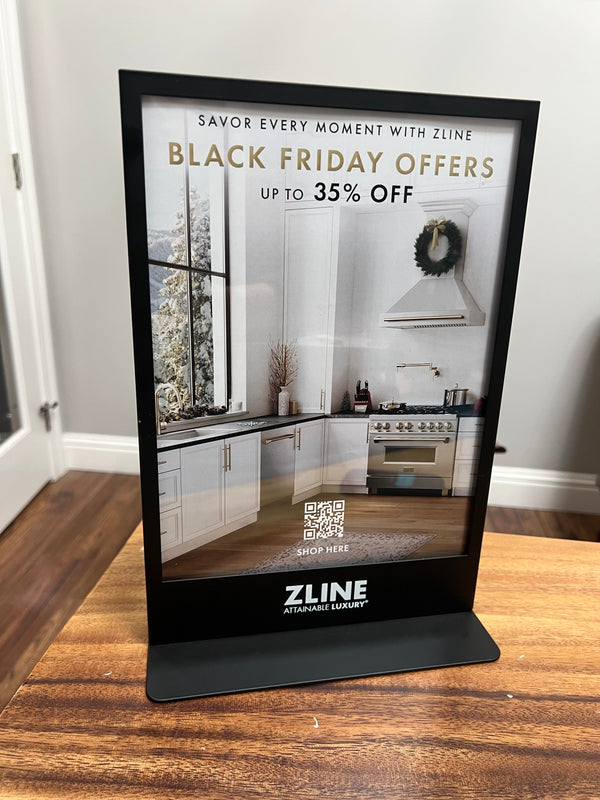 ZLINE 8.5 x 11 In. POP Display Black Metal Sign Holder for 2023 (POP-DISPLAY-23)