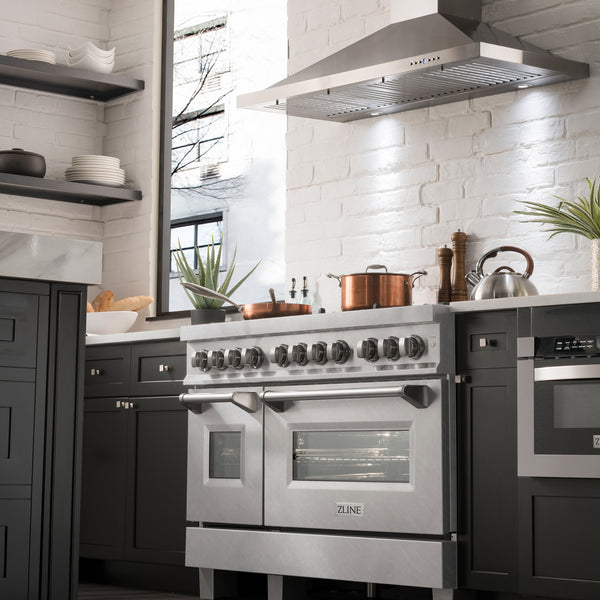 ZLINE 48 in. 6.0 cu. ft. Legacy Dual Fuel Range with Gas Cooktop and 2 Electric Ovens in Satin Stainless Steel with 6 Brass Burners (RAS-SN-BR-48)