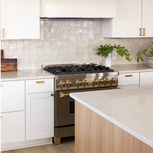 ZLINE Autograph Edition 36 in. 4.6 cu. ft. Legacy Dual Fuel Range with 6 Burner Gas Cooktop and Electric Convection Oven in Stainless Steel and Polished Gold Accents, Open Box-Great Condition