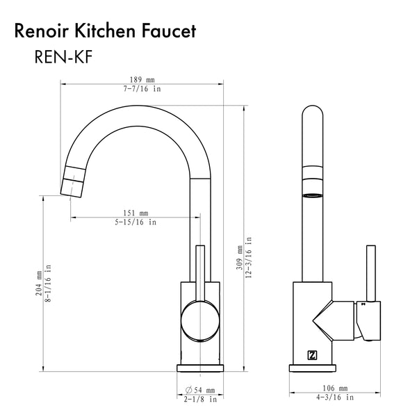 ZLINE Renoir Kitchen Faucet in Chrome (REN-KF-CH)