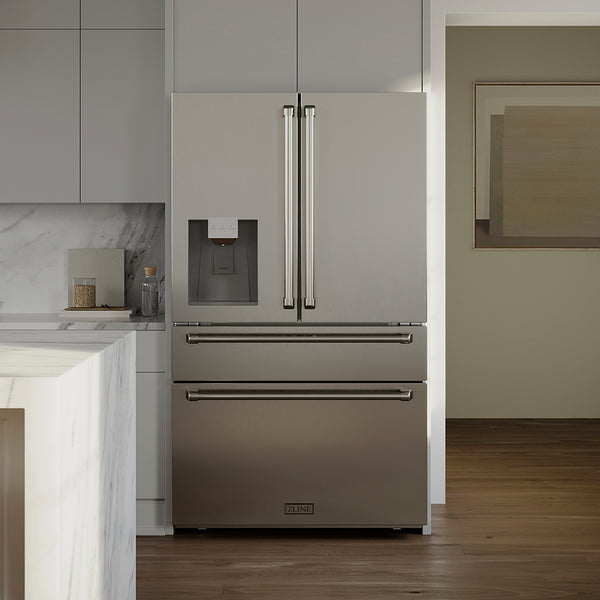 ZLINE 36 in. 21.6 cu. ft. Counter-Depth French Door Refrigerator with Water and Ice Dispenser in Fingerprint-Resistant Stainless Steel, Open Box-Good Condition