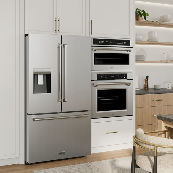 ZLINE 36 in. 28.9 cu. ft. Standard-Depth French Door External Water Dispenser Refrigerator with Dual Ice Maker in Fingerprint-Resistant Stainless Steel, Open Box-Great Condition