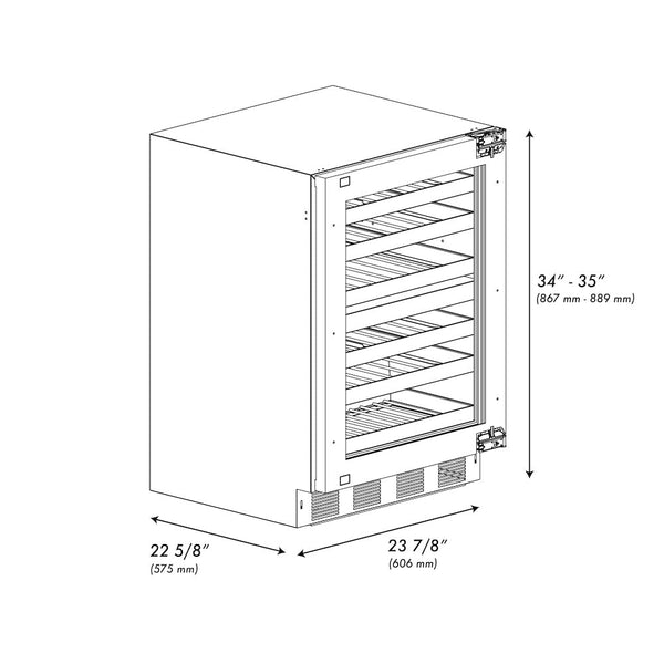 ZLINE 24 in. Touchstone Dual Zone 44 Bottle Wine Cooler with Panel Ready Glass Door, Open Box-Good Condition