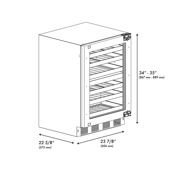 ZLINE 24 in. Touchstone Dual Zone 44 Bottle Wine Cooler with Panel Ready Glass Door, Open Box-Great Condition