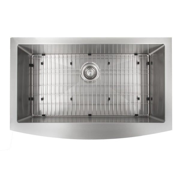 ZLINE 33 in. Vail Farmhouse Apron Mount Single Bowl Stainless Steel Kitchen Sink with Bottom Grid (SAS-33)
