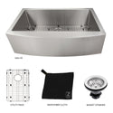ZLINE 33 in. Vail Farmhouse Apron Mount Single Bowl Stainless Steel Kitchen Sink with Bottom Grid (SAS-33)