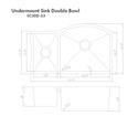 ZLINE 33 in. Aspen Undermount Double Bowl Stainless Steel Kitchen Sink with Bottom Grid (SC30D-33)