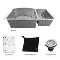 ZLINE 33 In. Under Mount Sink in Stainless Steel (Double Bowl) (SC70D-33)