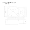 ZLINE 33 In. Under Mount Sink in Stainless Steel (Double Bowl) (SC70D-33)