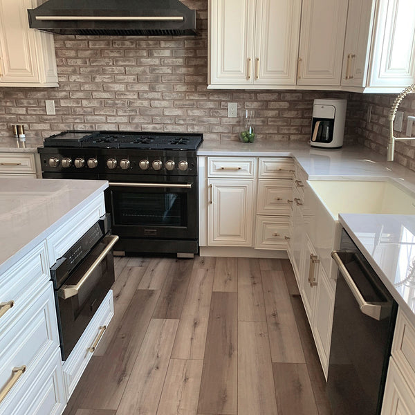 ZLINE Autograph Edition 48 in. 6.7 cu. ft. Paramount Double Oven Gas Range with 8 Burner Cooktop in Black Stainless Steel and Champagne Bronze Accents, Open Box-Great Condition