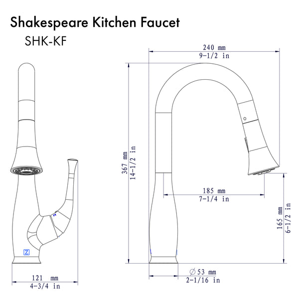 ZLINE Shakespeare Kitchen Faucet in Chrome (SHK-KF-CH)