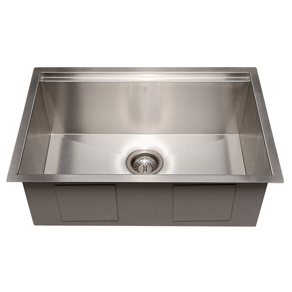 ZLINE 27 in. Garmisch Undermount Single Bowl Stainless Steel Kitchen Sink with Bottom Grid and Accessories (SLS-27)
