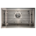 ZLINE Garmisch 30 in. Undermount Single Bowl Stainless Steel Kitchen Sink with Bottom Grid and Accessories (SLS-30) overhead, with grate.
