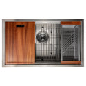 ZLINE Garmisch 30 in. Undermount Single Bowl Stainless Steel Kitchen Sink with Bottom Grid and Accessories (SLS-30) overhead.