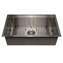 ZLINE Garmisch 30 in. Undermount Single Bowl Stainless Steel Kitchen Sink with Bottom Grid and Accessories (SLS-30) front, with grate.