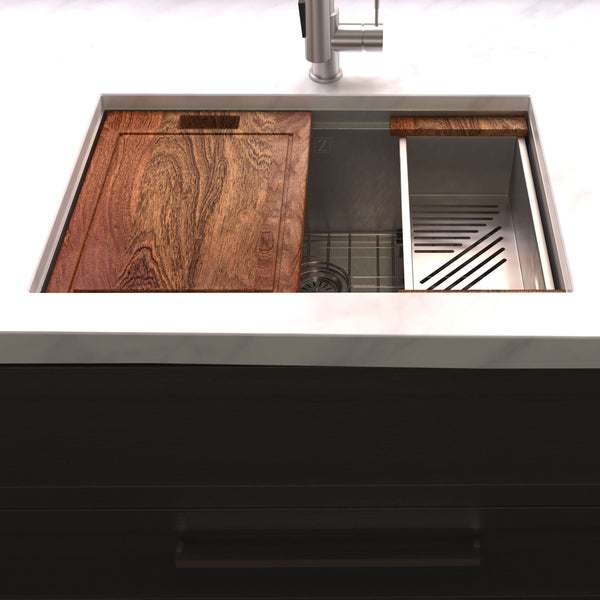 ZLINE 30 in. Garmisch Undermount Single Bowl Kitchen Sink with Bottom Grid and Accessories (SLS-30)