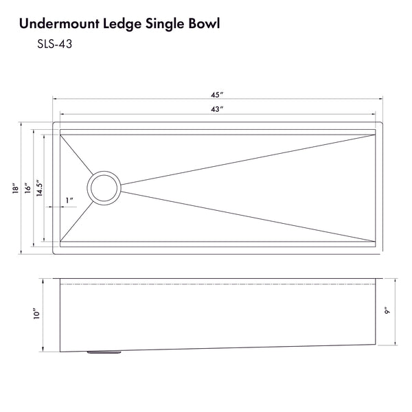 ZLINE 33 in. Garmisch Undermount Single Bowl Stainless Steel Kitchen Sink with Bottom Grid and Accessories (SLS-43)