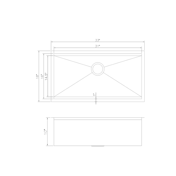 ZLINE 33 in. Garmisch Undermount Single Bowl Stainless Steel Kitchen Sink with Bottom Grid and Accessories (SLS-33)