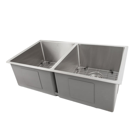 ZLINE 33 in. Anton Undermount Double Bowl Stainless Steel Kitchen Sink with Bottom Grid (SR50D-33)