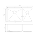 ZLINE 36 in. Chamonix Undermount Double Bowl Stainless Steel Kitchen Sink with Bottom Grid (SR60D-36)
