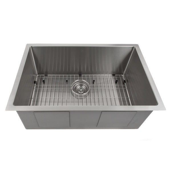 ZLINE 30 in. Meribel Undermount Single Bowl Stainless Steel Kitchen Sink with Bottom Grid (SRS-30)