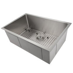 ZLINE 30 in. Meribel Undermount Single Bowl Stainless Steel Kitchen Sink with Bottom Grid (SRS-30)