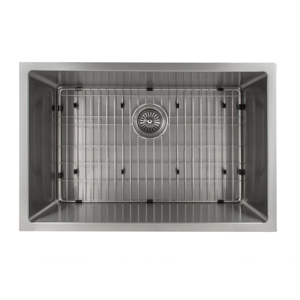 ZLINE 30 in. Meribel Undermount Single Bowl Stainless Steel Kitchen Sink with Bottom Grid (SRS-30)