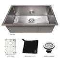 ZLINE 30 in. Meribel Undermount Single Bowl Satin Stainless Steel Kitchen Sink with Bottom Grid (SRS-30S)