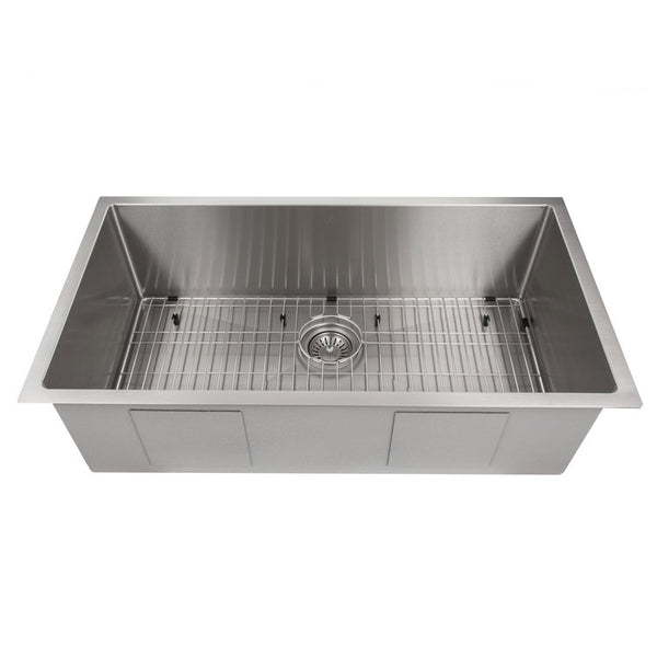 ZLINE 36 in. Meribel Undermount Single Bowl Stainless Steel Kitchen Sink with Bottom Grid (SRS-36)