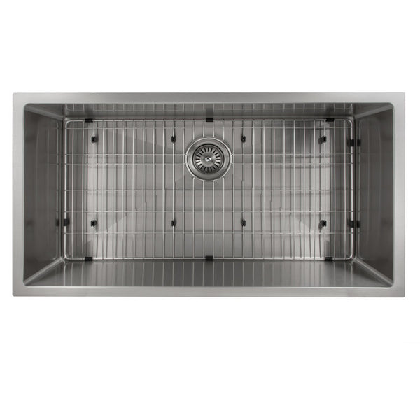 ZLINE 36 in. Meribel Undermount Single Bowl Stainless Steel Kitchen Sink with Bottom Grid (SRS-36)