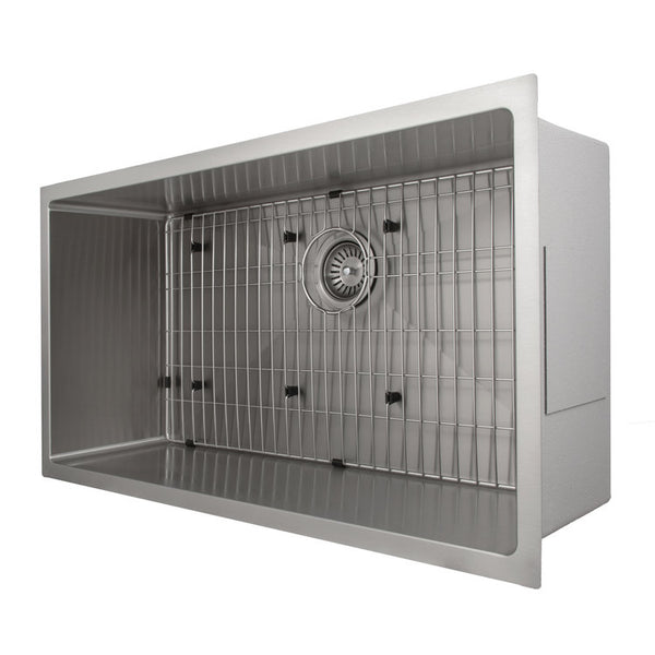 ZLINE 36 in. Meribel Undermount Single Bowl Stainless Steel Kitchen Sink with Bottom Grid (SRS-36)