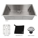 ZLINE 36 in. Meribel Undermount Single Bowl Stainless Steel Kitchen Sink with Bottom Grid (SRS-36)