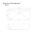 ZLINE 36 in. Meribel Undermount Single Bowl Stainless Steel Kitchen Sink with Bottom Grid (SRS-36)